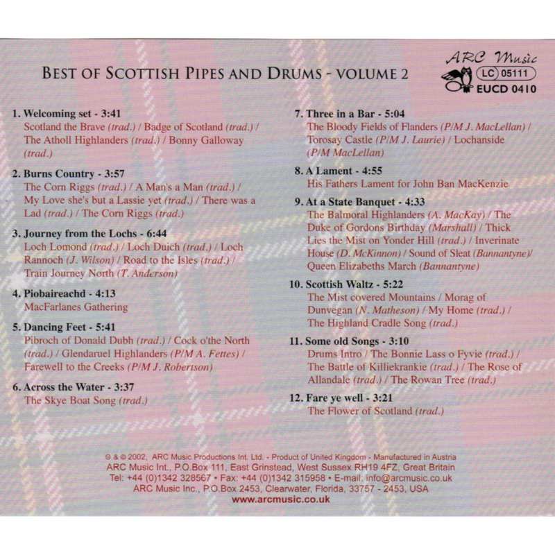 Queen's Royal Pipers Journey Through Scotland EUCD0410-2 inlay track list