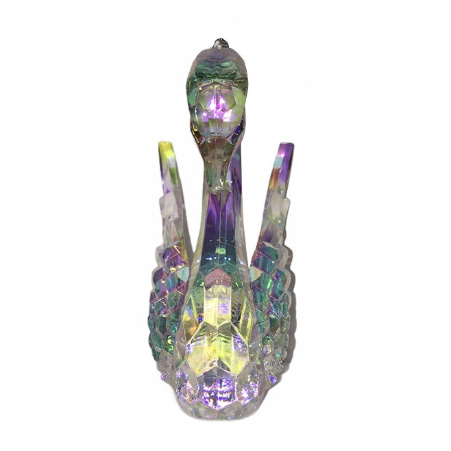 Gisela Graham Rainbow Iridescent Swan Decoration 12846 front