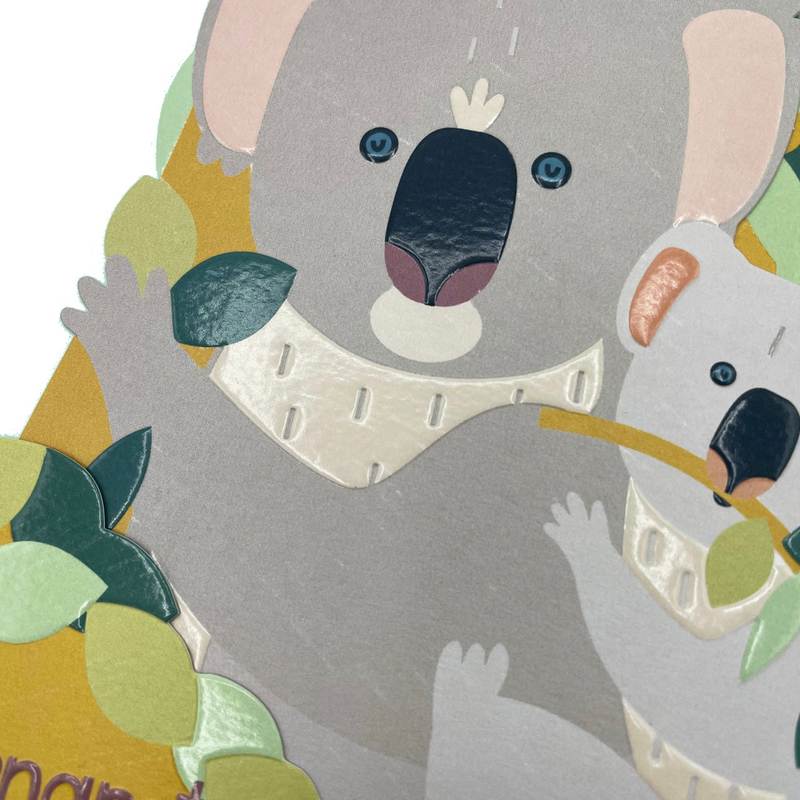 Raspberry Blossom Greetings Card 3D New Baby Koala TRS18 detail