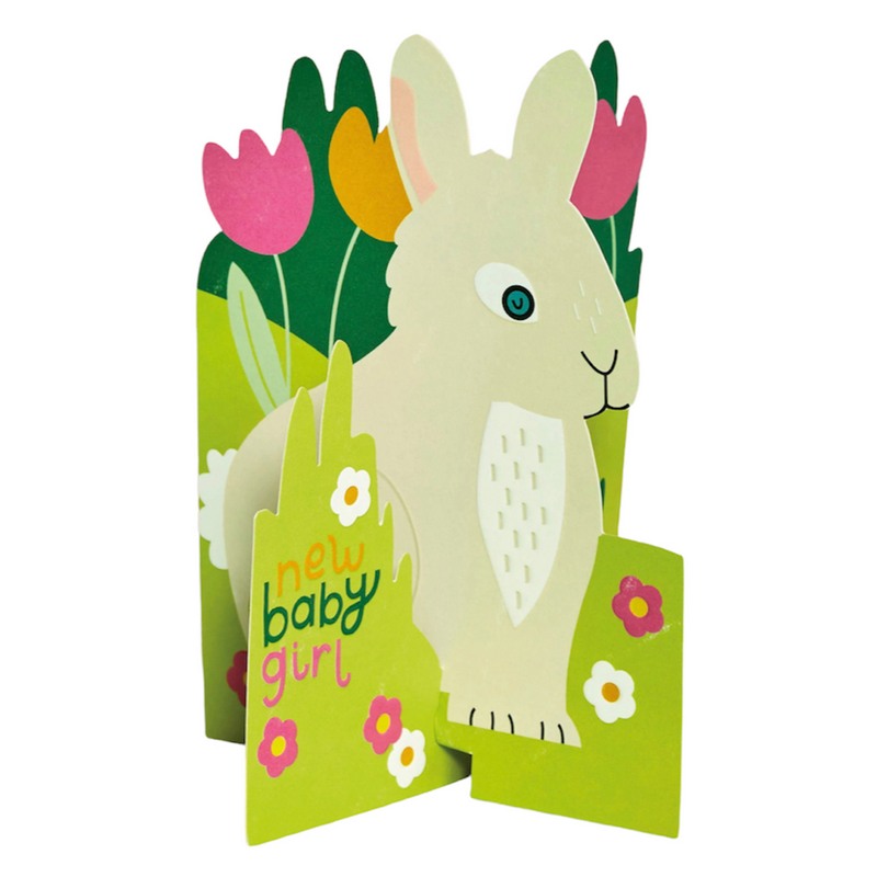 Raspberry Blossom Greetings Card 3D Rabbit Baby Girl TRS30 main