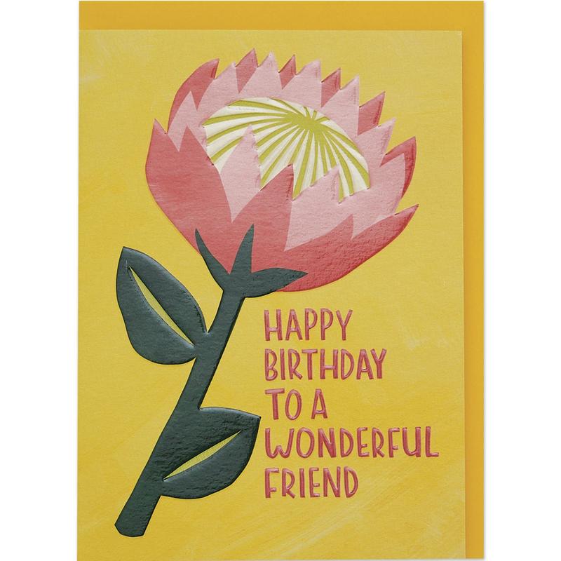 Raspberry Blossom Greetings Card Happy Birthday to a Wonderful Friend REF03 front
