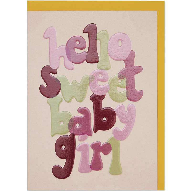 Raspberry Blossom Greetings Card Hello Sweet Baby Girl GDV46 front