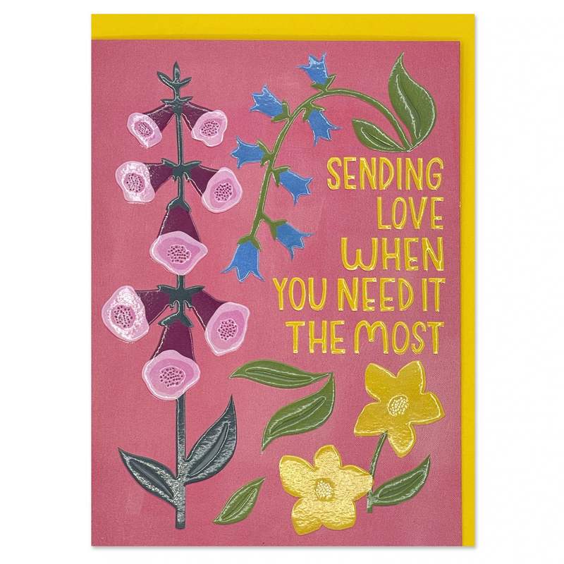 Raspberry Blossom Greetings Card Sending Love When Needed REF26 front