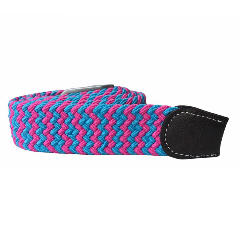 Repreve Woven Belt Blue & Pink Zigzag SP-RWB-28 rolled-up side