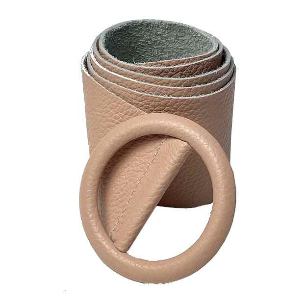 Ring Buckle Wide Italian Leather Belt Blush rolled