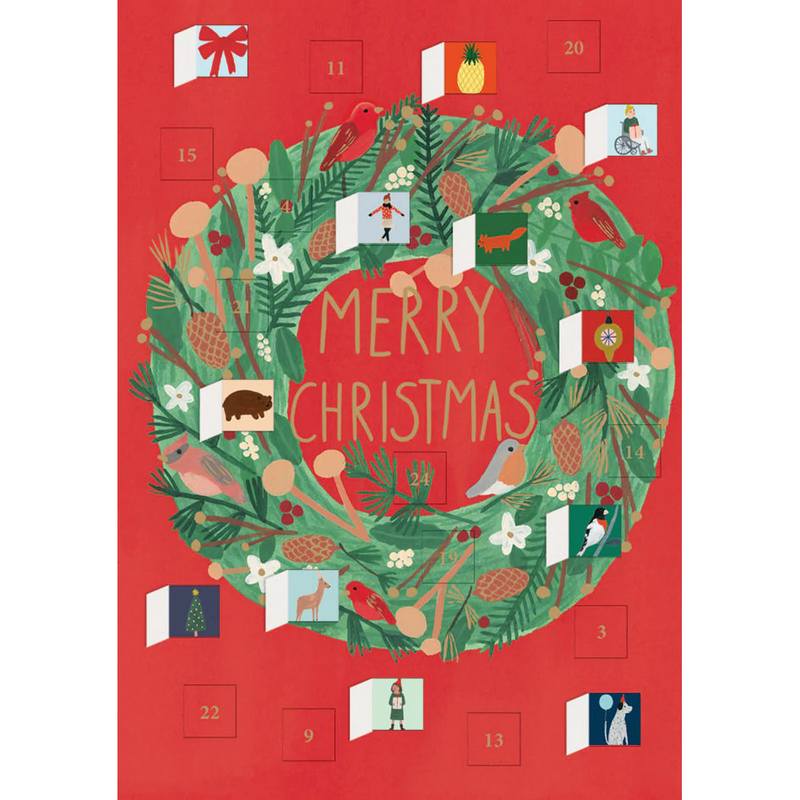 Roger La Borde Christmas Wreath Advent Calendar Card ACC083
