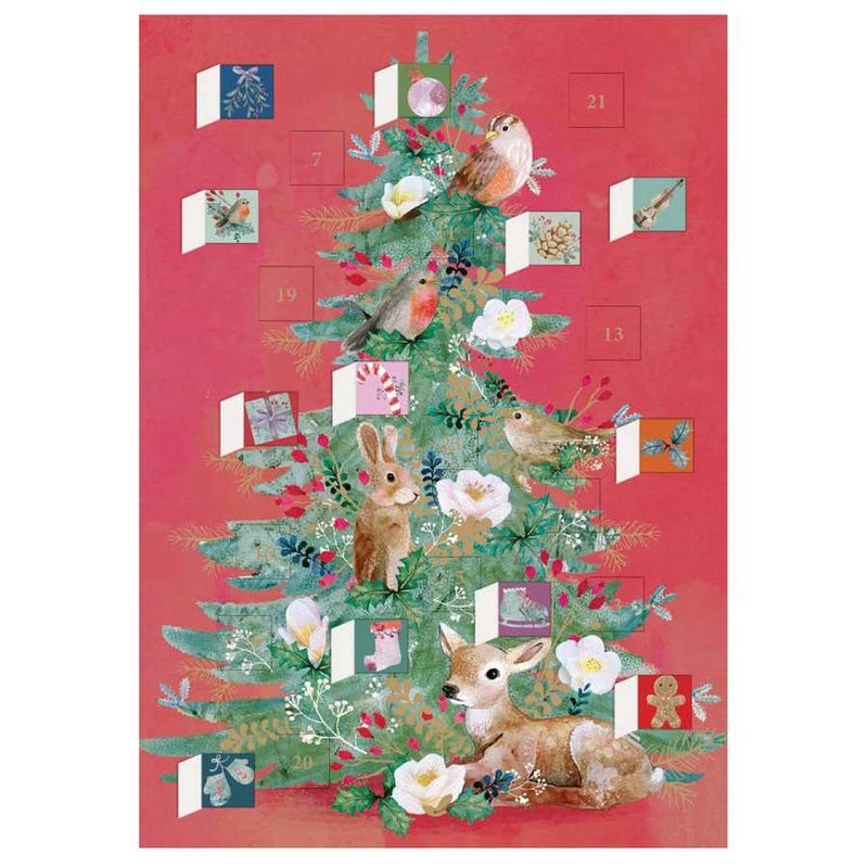Roger La Borde Floral Christmas Tree Advent Calendar Card ACC075