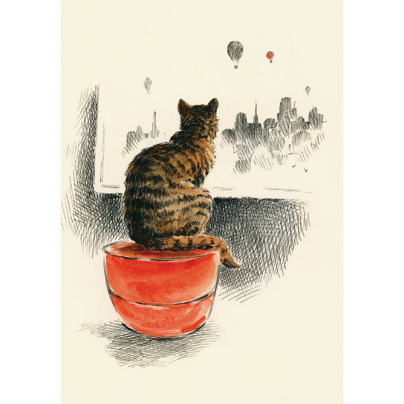 Roger La Borde Greetings Card Cat Looking Out Of Window GCN311 front