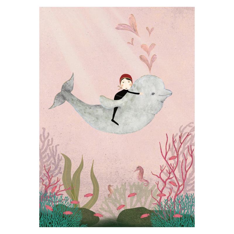 Roger La Borde Greetings Card Dolphin Hearts GC2220 front