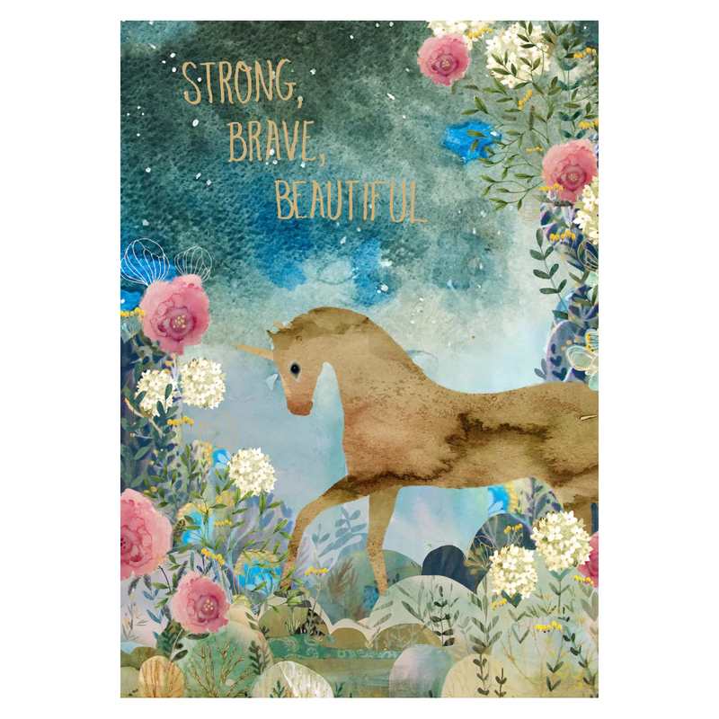 Roger La Borde Greetings Card Strong Brave Beautiful Unicorn GC2160 front