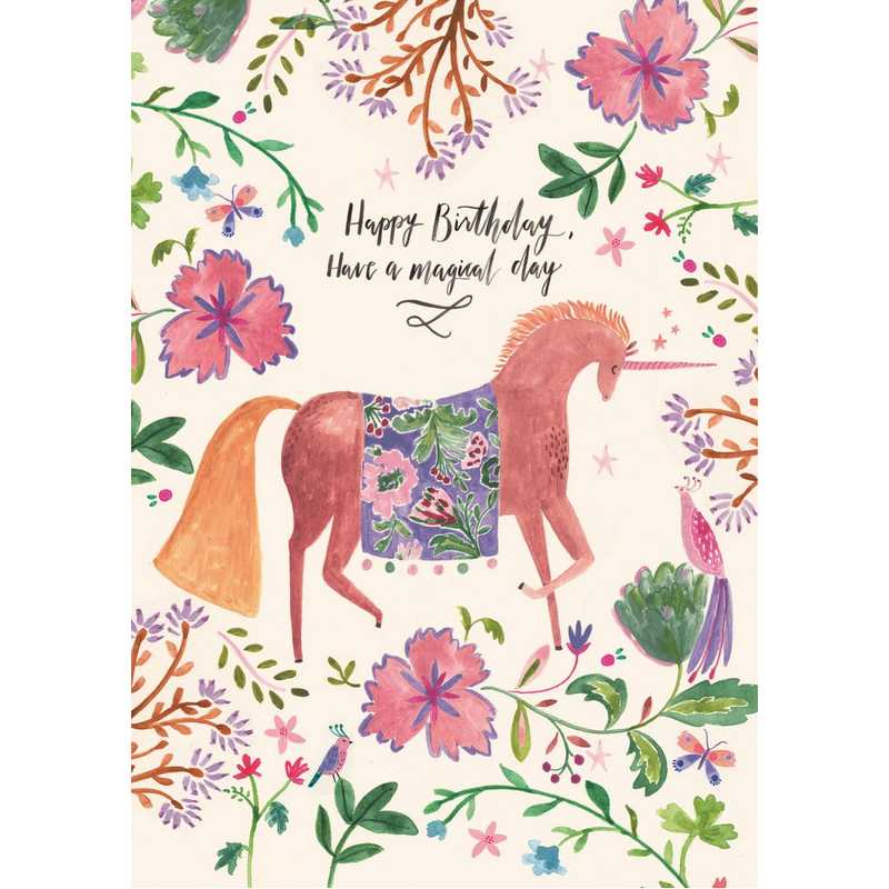 Roger La Borde Happy Birthday Unicorn Card GC2033 front