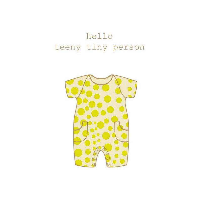 Roger La Borde Hello Teeny Tiny Person Lime Spot Baby Grow GCN285