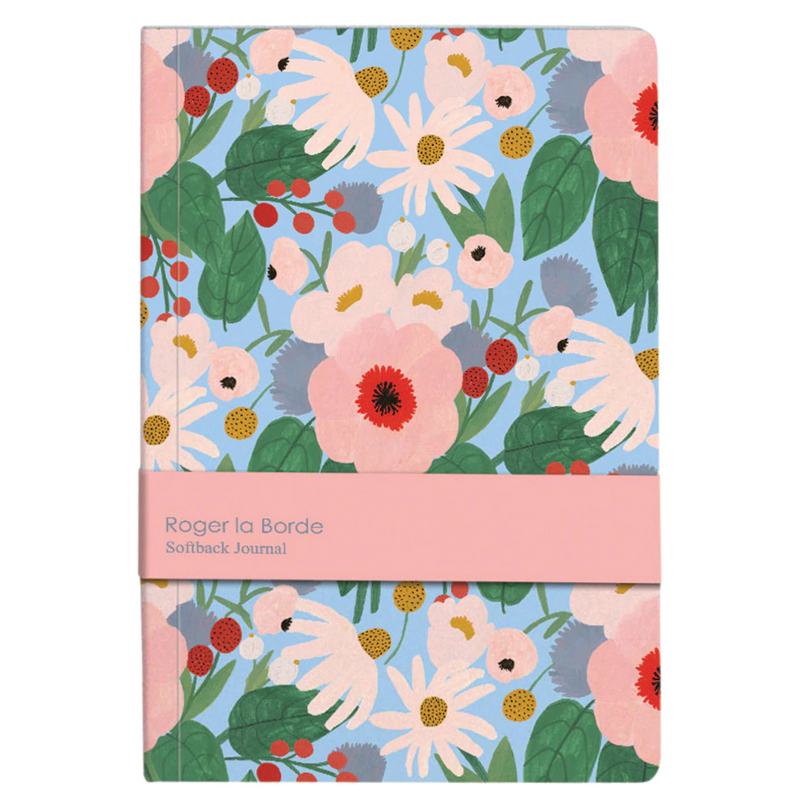 Roger La Borde Pink Flowers Softback Journal A5 AMB016 front