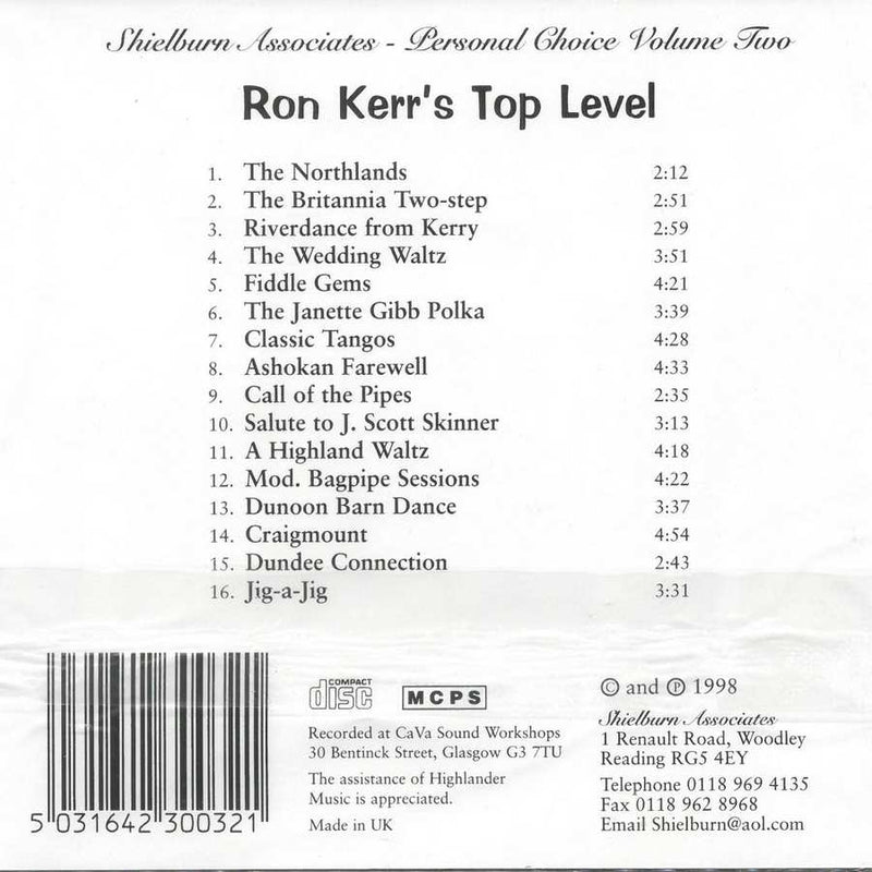 Ron Kerr - Top Level CD inlay track list