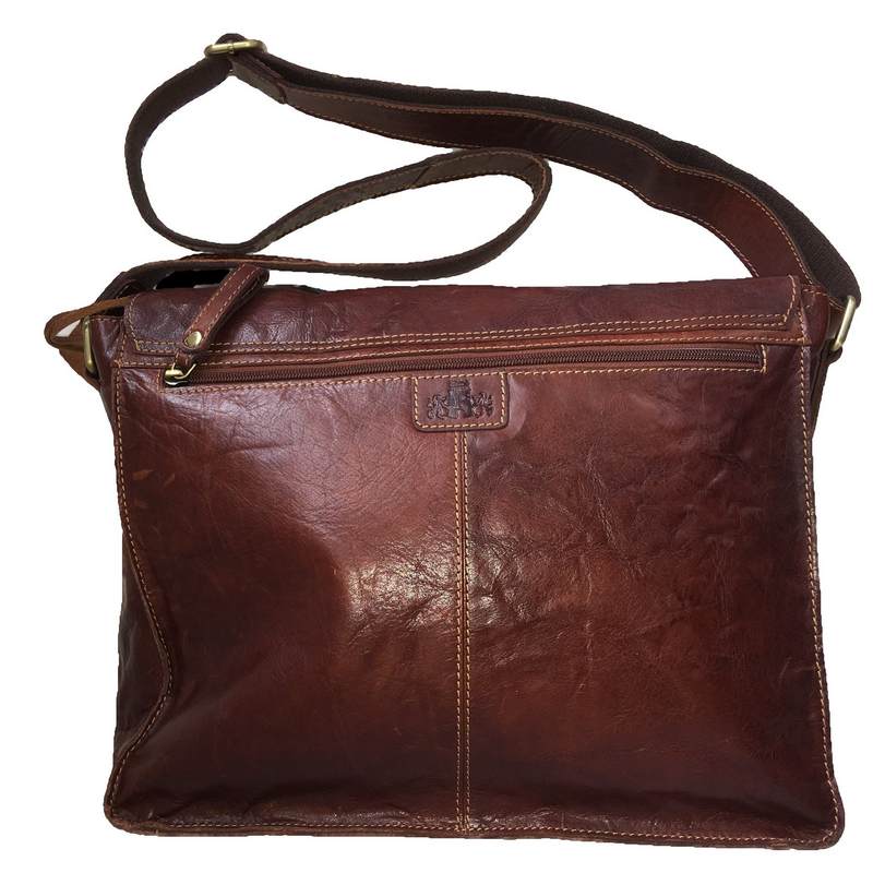 Rowallan Of Scotland Bronco Cognac Messenger Bag back