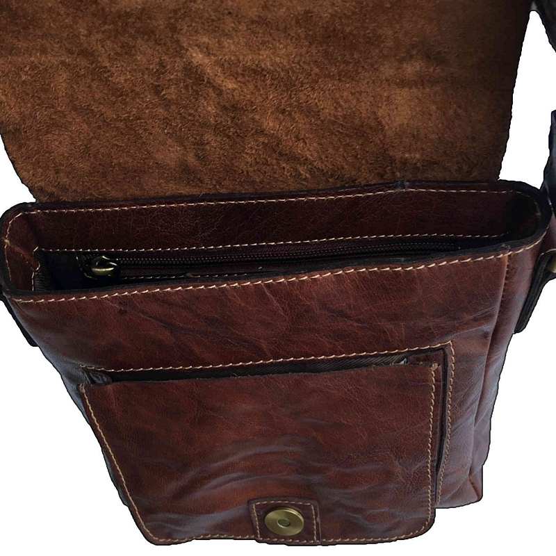 Rowallan Of Scotland Bronco Cognac Small Half Flap Bag inside