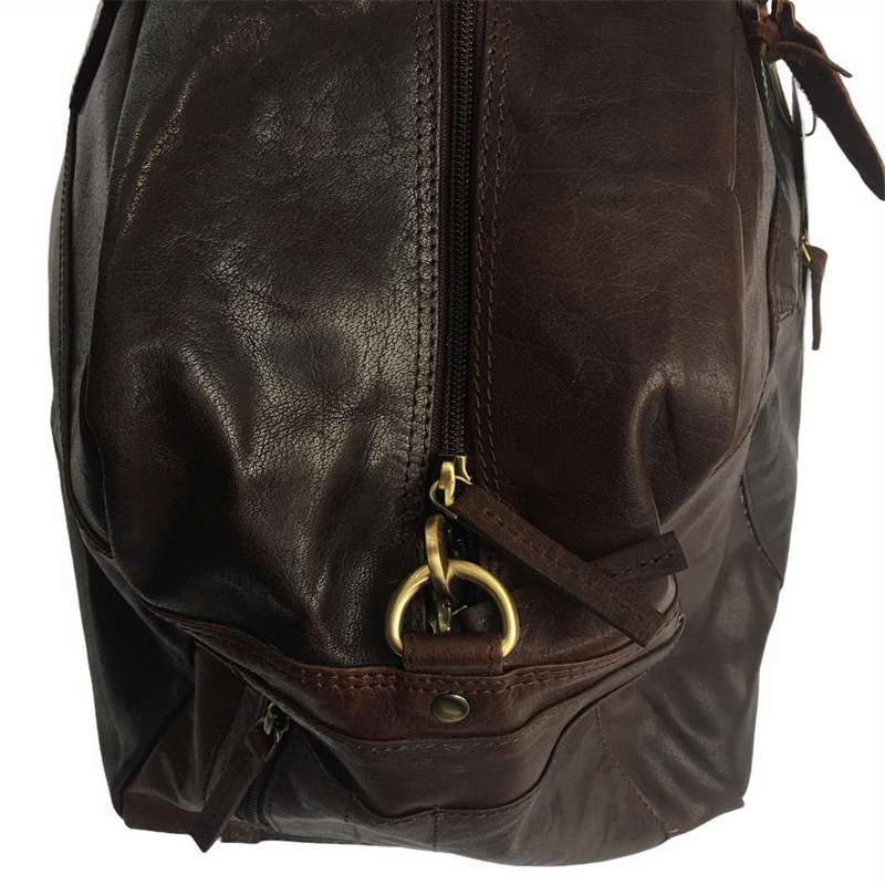 Rowallan Of Scotland Safari Brown Large Leather Weekender Grip Bag side