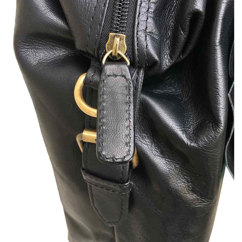 Rowallan Of Scotland Sultan Black Leather Twin Buckle Bag detail