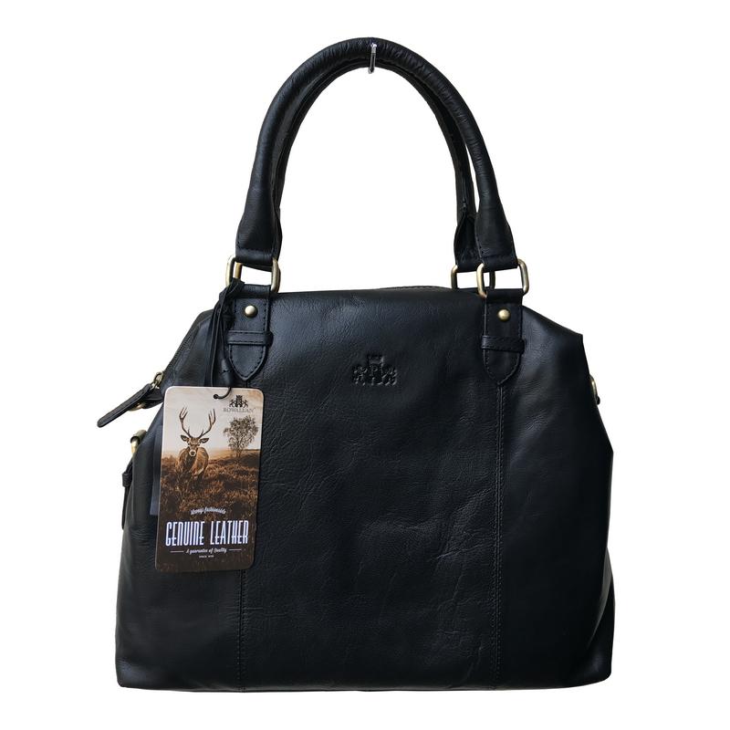 Rowallan Of Scotland Sultan Black Leather Twin Buckle Bag front