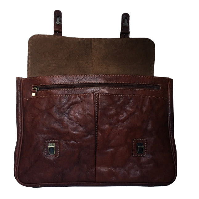 Rowallan Of Scotland Bronco Cognac Briefcase open