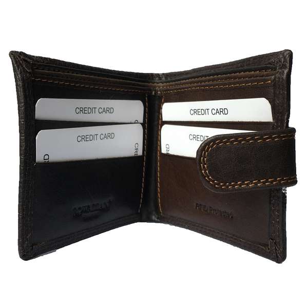 Rowallan Of Scotland Lancaster Brown Tabbed Triple Wallet 33-9808/02 open