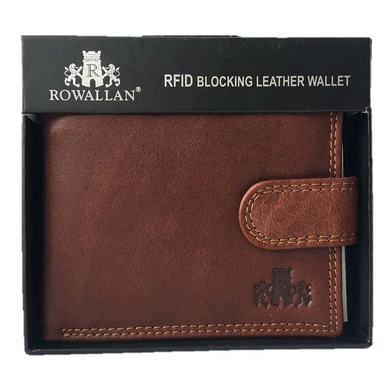 Rowallan Of Scotland Lancaster Tan Leather Tabbed Wallet in box