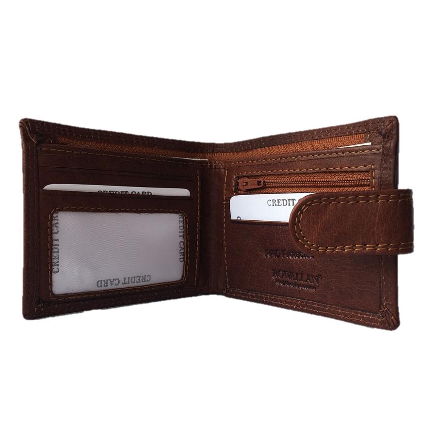 Rowallan Of Scotland Lancaster Tan Leather Tabbed Wallet open
