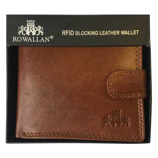 Rowallan Of Scotland Lancaster Tan RFID Flip Up Wallet 33-9810/14 in box