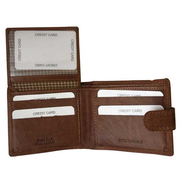 Rowallan Of Scotland Lancaster Tan RFID Flip Up Wallet 33-9810/14 flipped up