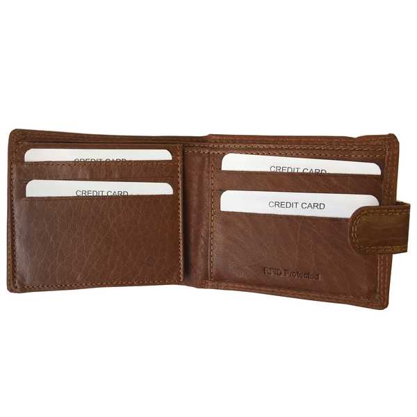 Rowallan Of Scotland Lancaster Tan RFID Flip Up Wallet 33-9810/14 open