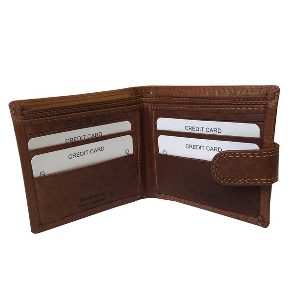 Rowallan Of Scotland Lancaster Tan RFID Triple Wallet open