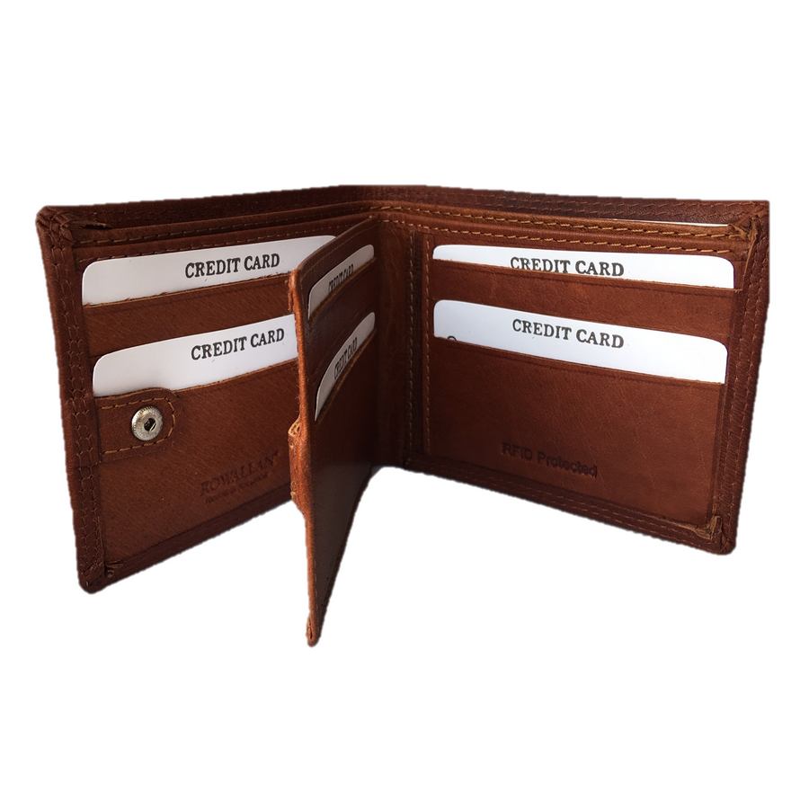 Rowallan Of Scotland Lancaster Tan Three Page Wallet open