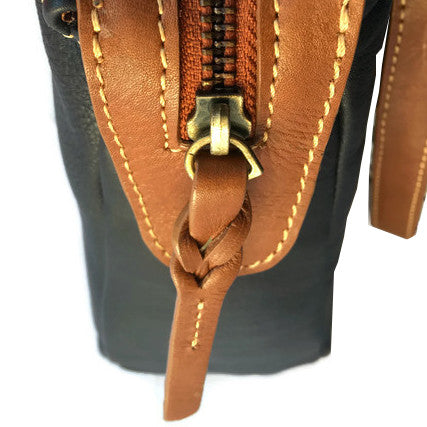 Rowallan Of Scotland Prelude Navy Twin Handle Top Zip Handbag zip detail