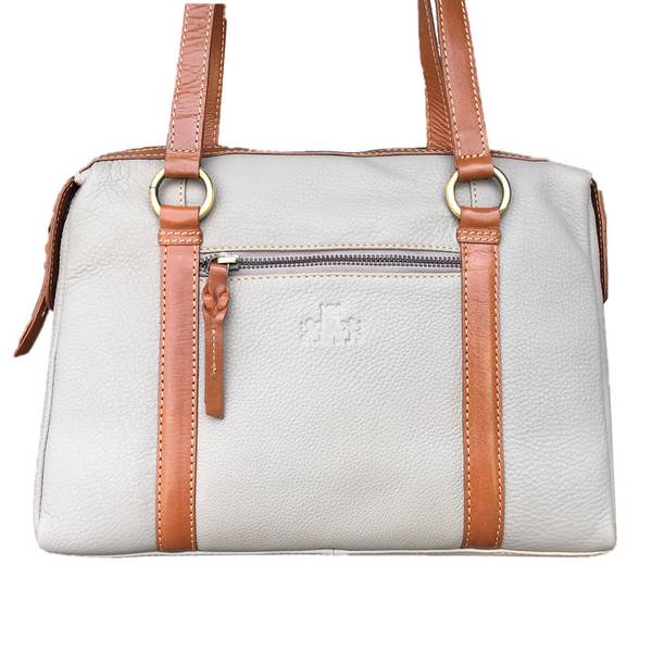 Rowallan Of Scotland Prelude Taupe Twin Handle Zip Top Bag front close-up