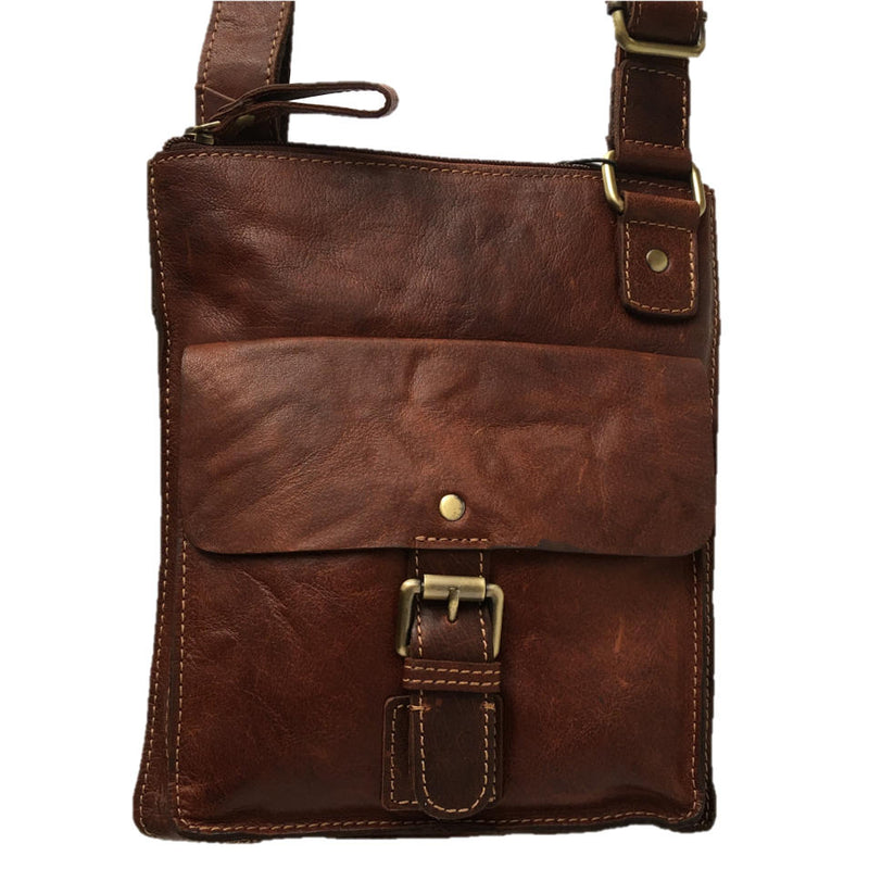 Rowallan of Scotland Bronco Cognac Cross Body Bag With Front Pocket front