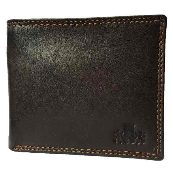 Rowallan of Scotland Lancaster Brown Flip-up Coin RFID Wallet 33-9806-02 front