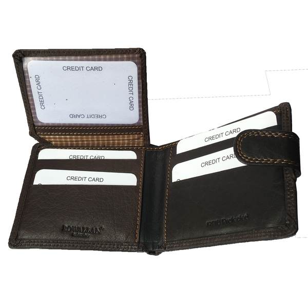 Rowallan of Scotland Lancaster Brown Tabbed Flip Wallet 33-9810-02 flipped