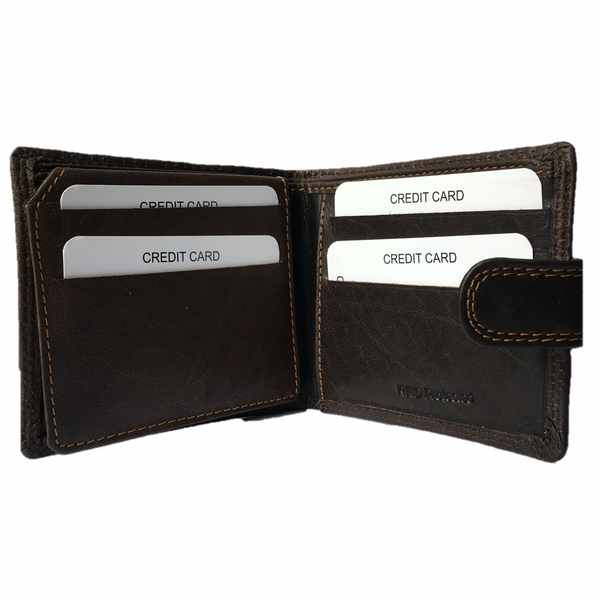 Rowallan of Scotland Lancaster Brown Tabbed Flip Wallet 33-9810-02 open