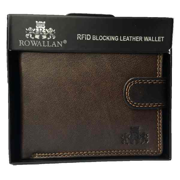 Rowallan of Scotland Lancaster Brown Tabbed Flip Wallet 33-9810-02 in box