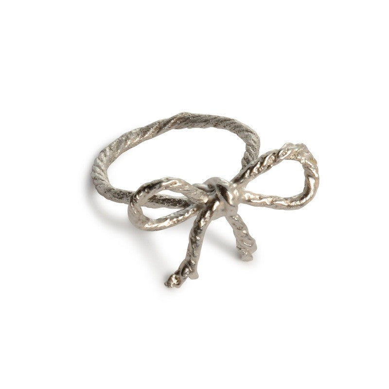 Knotted String Bow Sterling Silver Ring