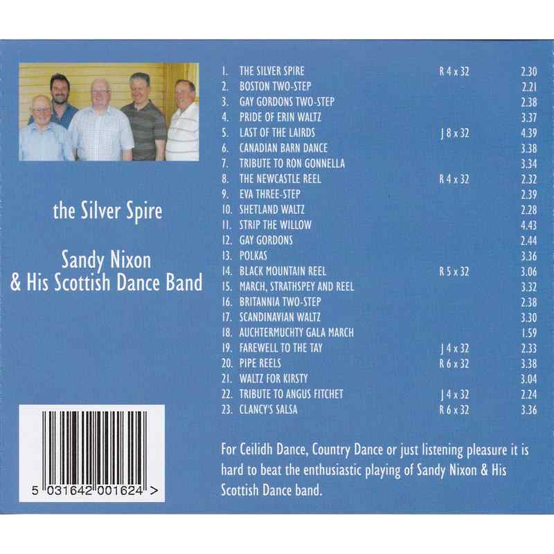 Sandy Nixon & His Scottish Dance Band - The Silver Spire CD inlay track list