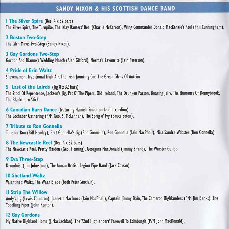 Sandy Nixon & His Scottish Dance Band - The Silver Spire CD track details 1