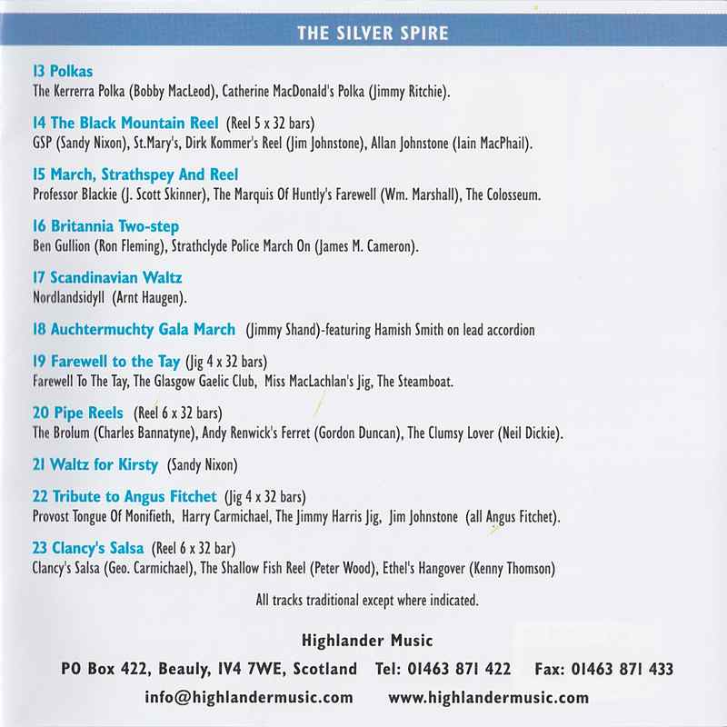 Sandy Nixon & His Scottish Dance Band - The Silver Spire CD track details 2