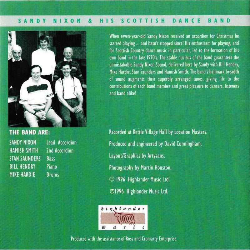 Sandy Nixon & His Scottish Dance Band - Scottish Dances Volume 1 CD booklet back cover