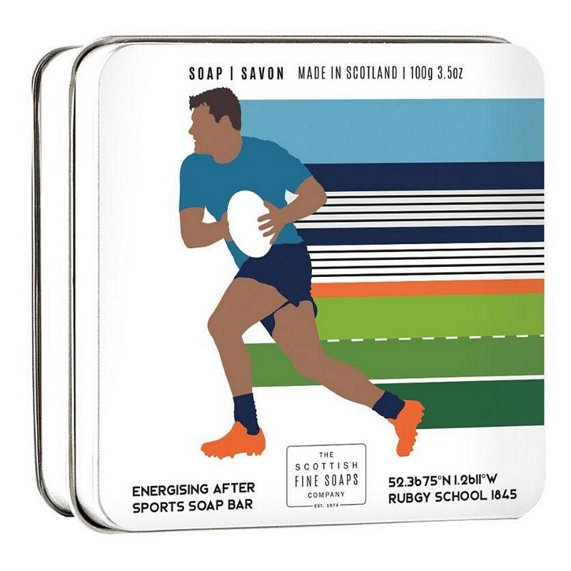Scottish Fine Soaps Sports Soap in a Tin Rugby front
