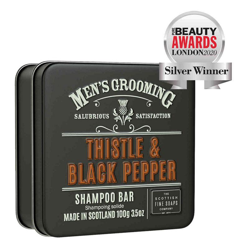Scottish Fine Soaps Thistle & Black Pepper Shampoo Bar in a Tin