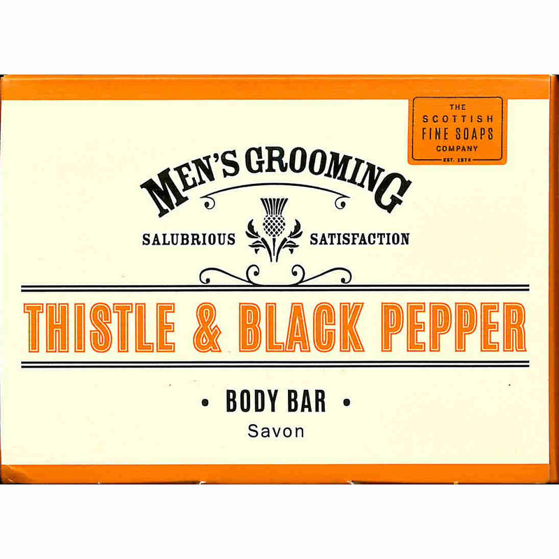 Scottish Fine Soaps Men's Grooming Thistle & Black Pepper Body Soap Bar Front