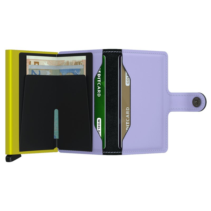 Secrid RFID Mini Wallet Matte Lila Lime open 2