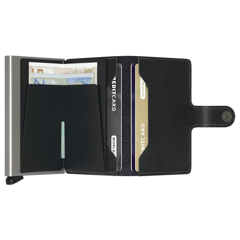 Secrid RFID Mini Wallet Original Black Leather open