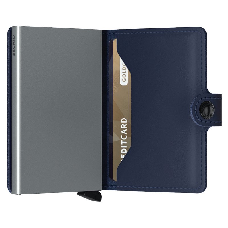 Secrid RFID Mini Wallet Original Navy Leather open 1